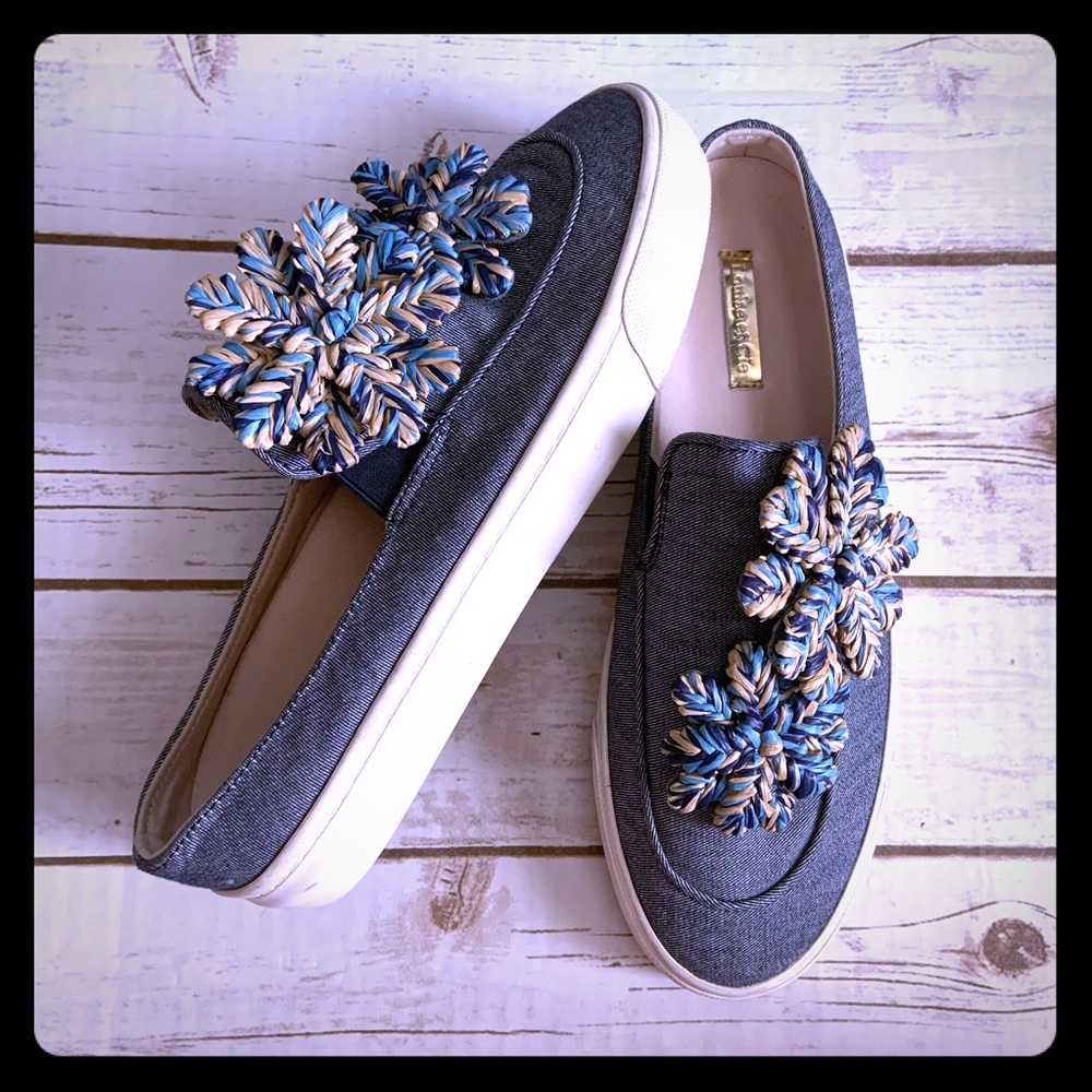 Louis e Cie canvas denim slide loafers
